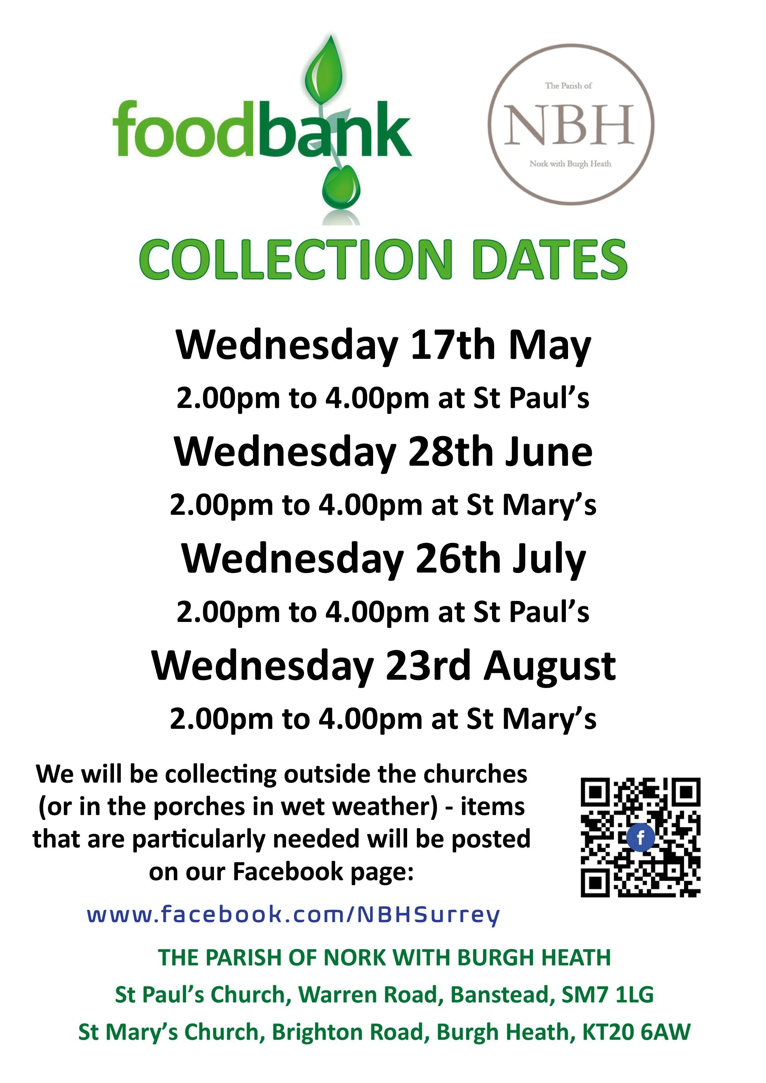 Foodbank Collections May to Au