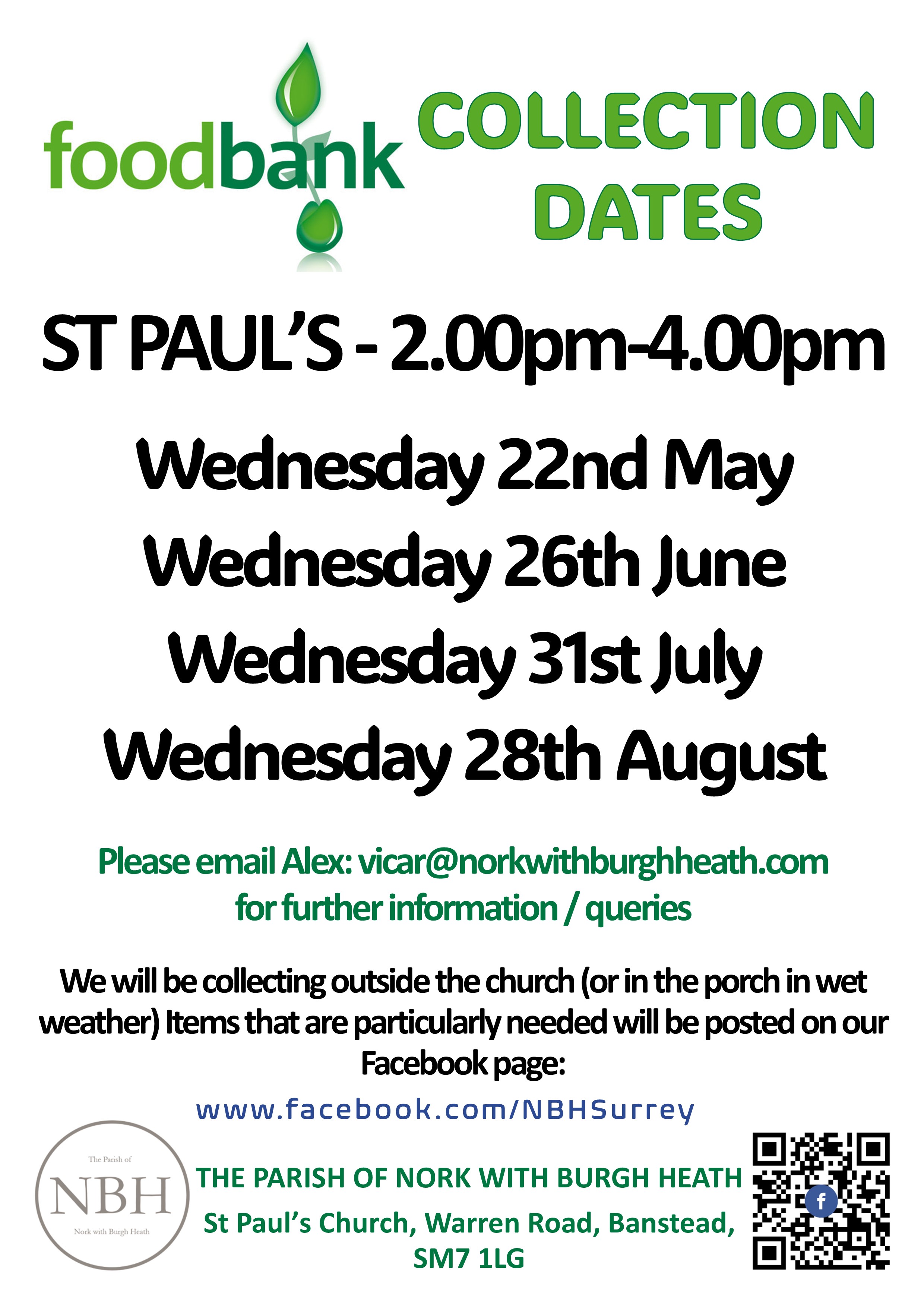 Foodbank Collections May to Au